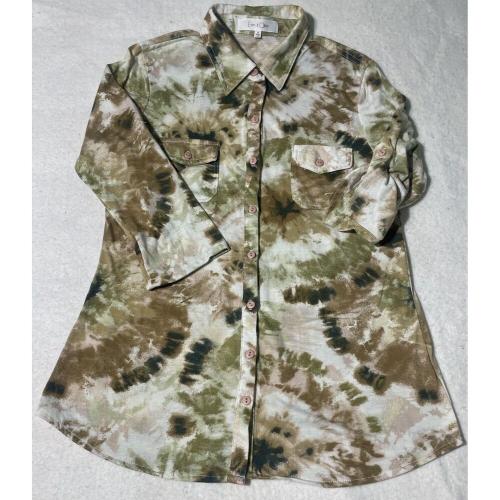 Eden & Olivia Floral Buttoned Long Sleeve Women’s Blouse Size Small